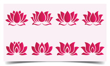 Lotus Flower Icons. Lotus Flower. Lotus Symbol Illustration Icon Set. Lotus Flower Logo Icon. Pink Silhouettes Of Lotus Flowers. Vector