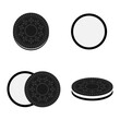 Cookies sandwich cream in Chocolate. snack collection icon set in cartoon flat illustration vector