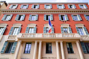 Wall Mural - hotel de ville means in french city hall building facade in riviera french town of Nice south France