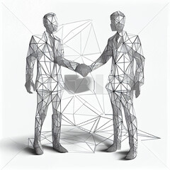 Low poly wireframe Handshake of business partners. Concept of Deal, Partnership, Teamwork, Connection. Vector illustration.Generative ai