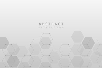 Wall Mural - futuristic transparent hexagon pattern gray gradation abstract background