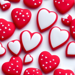 Cute red candy hearts with Amanita muscaria pattern, seamless hearts pattern, tileable Valentine texture asset, part of Hearts_Textures_Collection, Generative AI