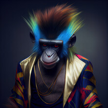 Glamour Mandrill Dressed As A Human, Generative AI