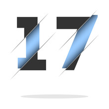 17 Number, 3d Cut Design. Icon For Celebration Design. Vector Typography. Creative Black Design. Vector Texture.