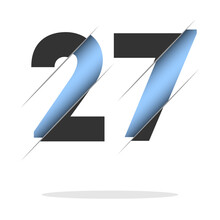 27 Number, 3d Cut Design. Icon For Celebration Design. Vector Typography. Creative Black Design. Vector Texture.