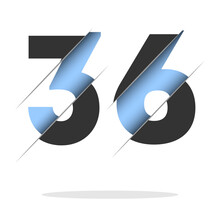 36 Number, 3d Cut Design. Icon For Celebration Design. Vector Typography. Creative Black Design. Vector Texture.