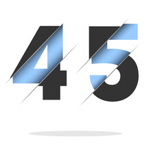 45 Number, 3d Cut Design. Icon For Celebration Design. Vector Typography. Creative Black Design. Vector Texture.