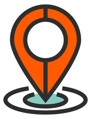 Poster - Geo pin color line icon. Map point