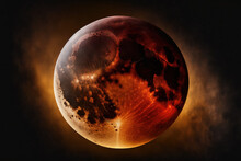A Close Shot Of A Red Full Moon, Generative Ai