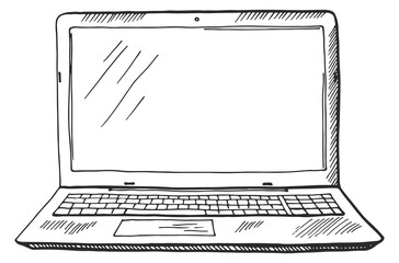 Wall Mural - laptop hand drawn icon. computer front view