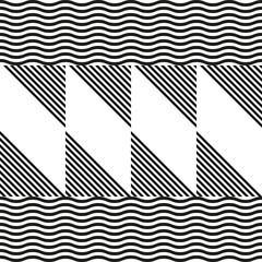 Leinwandbilder - Modern abstract geometric contemporary vector seamless diagonal pattern with simple elements and shapes. Graphic black and white minimalist background.