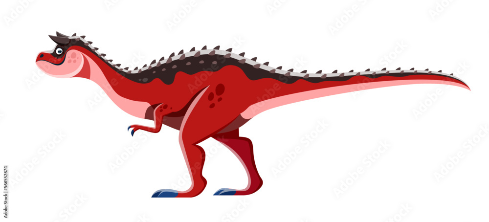 Cartoon Carnotaurus dinosaur character. Extinct animal, Mesozoic era