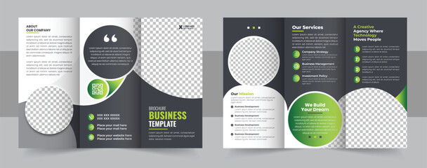 Corporate business trifold brochure template design. Modern, Creative and Professional tri fold brochure vector design. Simple and minimalist promotion layout