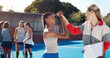 © Kobus L/peopleimages.com - Sports, high five and girl with coach for celebration, motivation and team building for hockey players. Fitness, training and woman coaching girls for match, game practice and competition on court