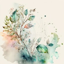 Floral Watercolor Background For Posts, Cards Or Posters With Space For Text, Generative Ai, Neutral Pastel Colors, Delicate Wallpaper