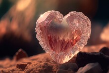 Morganite, Close Up Cute Gemstone Cut In Heart Shape, Generative Ai
