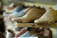 Close-up Of Wooden Shoe Stretchers, Freiburg Im Breisgau, Baden-Württemberg, Germany