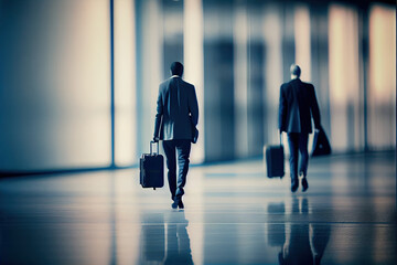 anonymous people walking in a corridor,blurred motion