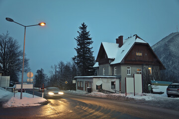 Wall Mural - night street in semmering, austria