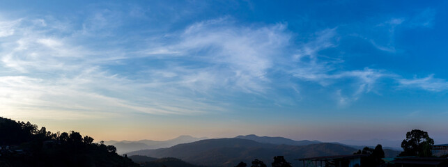 Wall Mural - Blue sky with clouds background. Sky daylight. Natural sky composition. Element of design.