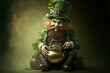 Generative AI of a leprechaun and the pot of gold at St. Patrick's day. 