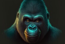 A Happy Gorilla Portrait Model Posing For The Camera Generative AI