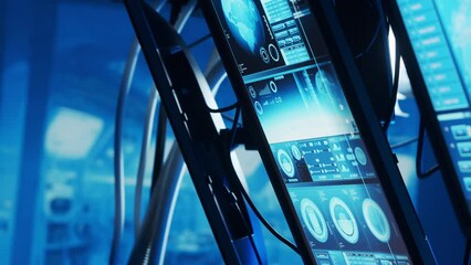 Wall Mural - futuristic spaceship control panel interface. spacecraft digital dashboard background with indicator