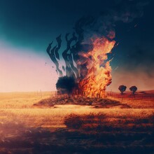 A Blazing Collage Of Burning Fields
