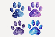 Dog Or Cat Foot Print Watercolor Ai Generated