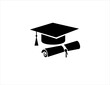 silhouette graduation cap and diploma
