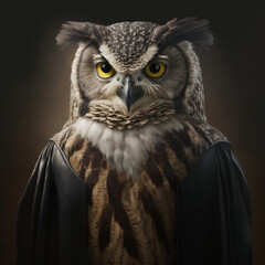Wall Mural - Portrait of an owl in judge robe