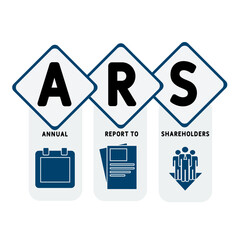 ARS - Annual Report to Shareholders acronym. business concept background. vector illustration concept with keywords and icons. lettering illustration with icons for web banner, flyer