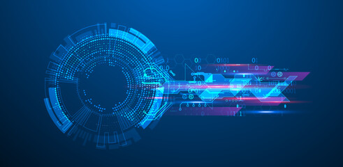 Abstract technology concept. Circuit board, high computer background. Vector illustration with space for content, web - template, business tech presentation.