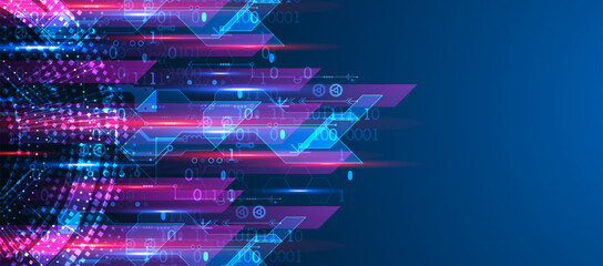 Abstract technology concept. Circuit board, high computer background. Vector illustration with space for content, web - template, business tech presentation.