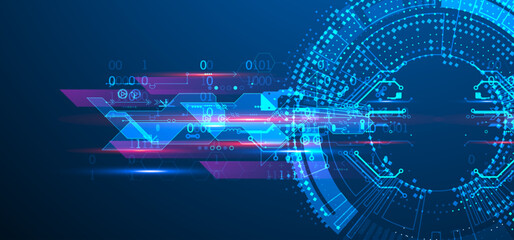 Abstract technology concept. Circuit board, high computer background. Vector illustration with space for content, web - template, business tech presentation.