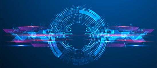 Abstract technology concept. Circuit board, high computer background. Vector illustration with space for content, web - template, business tech presentation.