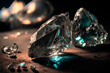 Uncut rough diamonds close up. Ai generative
