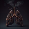 Realistic damaged black human lungs anatomy mockup for respiratory drugs and products design. Anti-smoking lungs