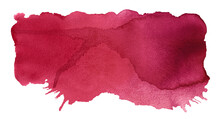 Hand Painted Brush Strokes. Viva Magenta Watercolor Spots Isolated On White Background