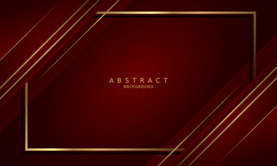 Wall Mural - dark red luxury premium background and gold line.