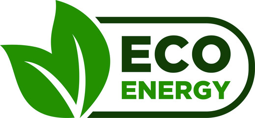 Wall Mural - Eco energy label design, isolated vector icon for eco energy products packaging