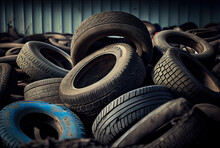 Stack Of Old Used Car Tires Created With AI