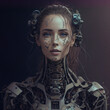 Ilustración de una Inteligencia Artificial del futuro con apariencia de mujer
