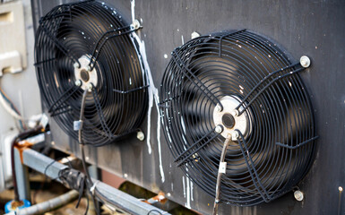 Poster - Air conditioner compressor installed in old building