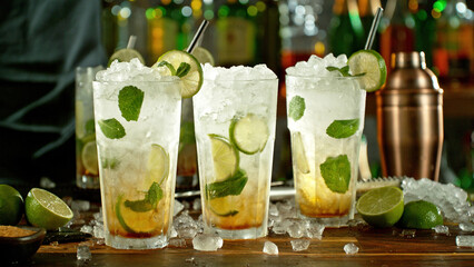 Poster - Mojito drinks on bar counter.