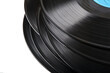 stack of vinyl records with music