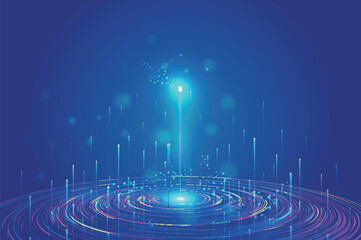 Sticker - rising rays to cosmic whirlpool internet technology background