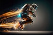 jetpack riding on high speed blurred motion creative light trails Generative AI