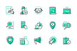 Business and management - modern line design style icons set