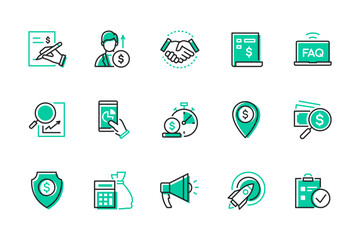 Business and management - modern line design style icons set